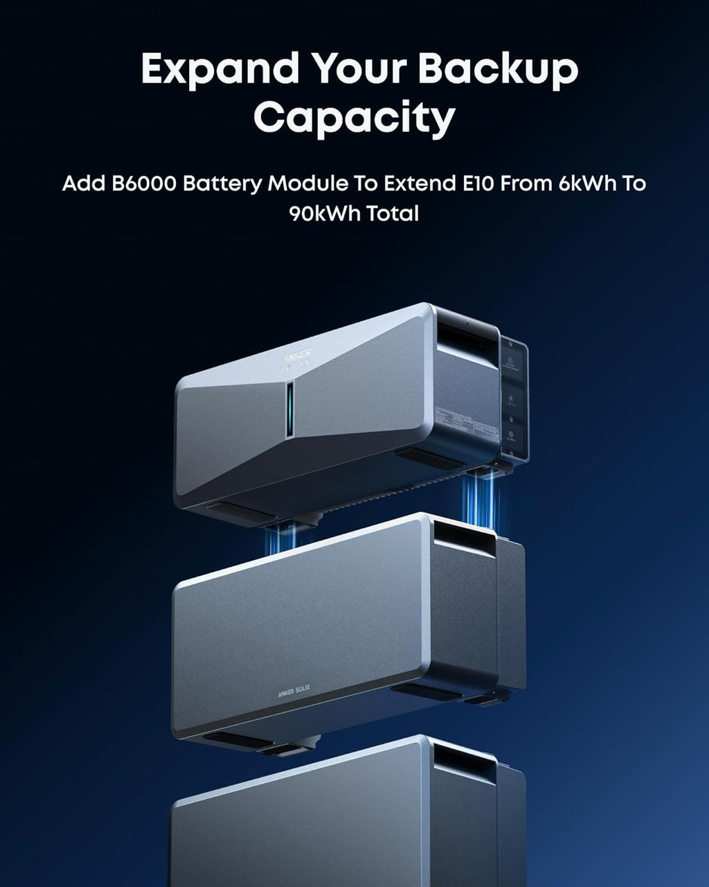 Anker SOLIX B6000 Battery Module for E10, 6kWh Expandable Capacity, Unlock 10kW Turbo Output, Automotive-Grade LFP Cells, 10-Year Lifespan, 4,000+ Cycles, UL 9540A Certified