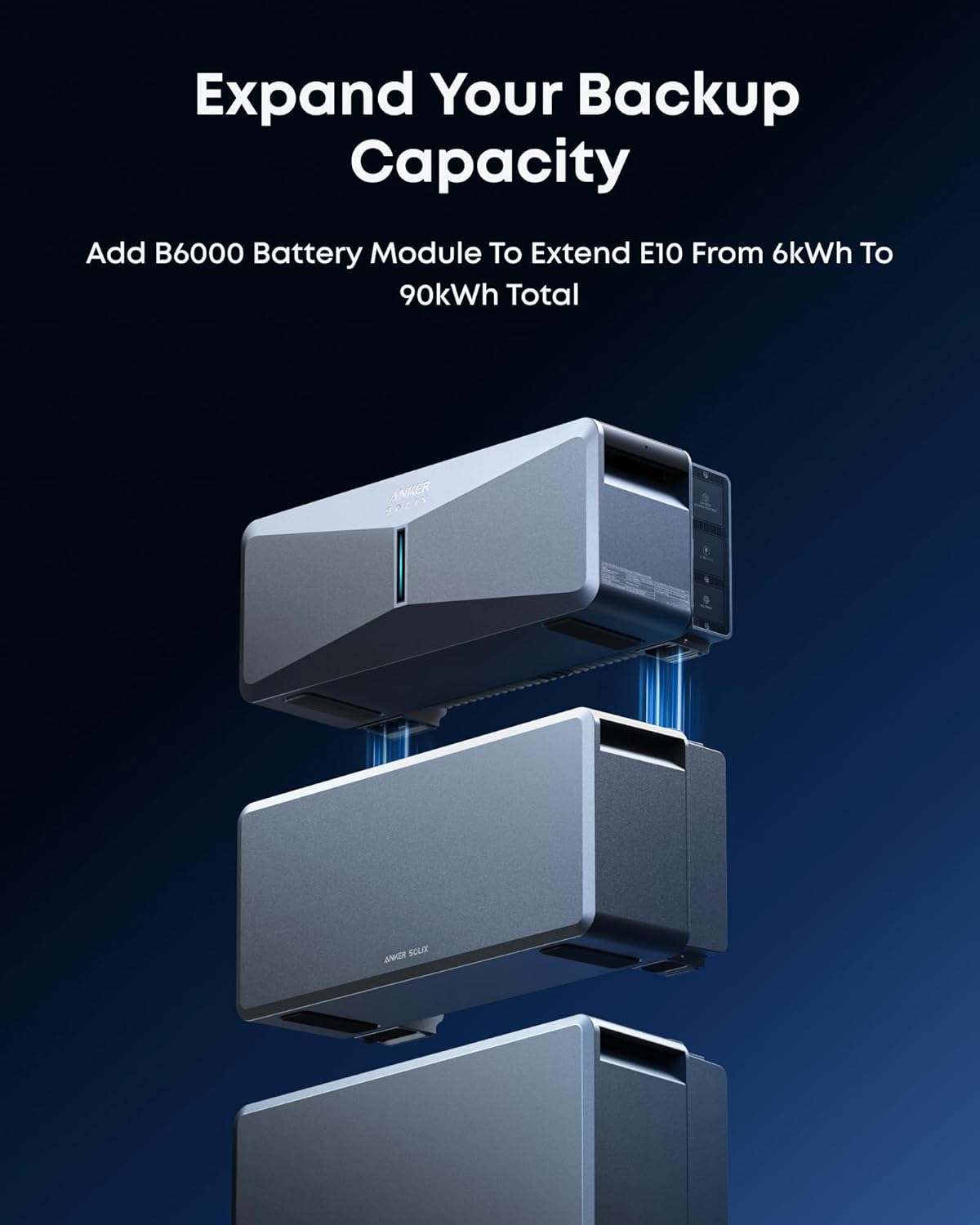 Anker SOLIX B6000 Battery Module for E10, 6kWh Expandable Capacity, Unlock 10kW Turbo Output, Automotive-Grade LFP Cells, 10-Year Lifespan, 4,000+ Cycles, UL 9540A Certified
