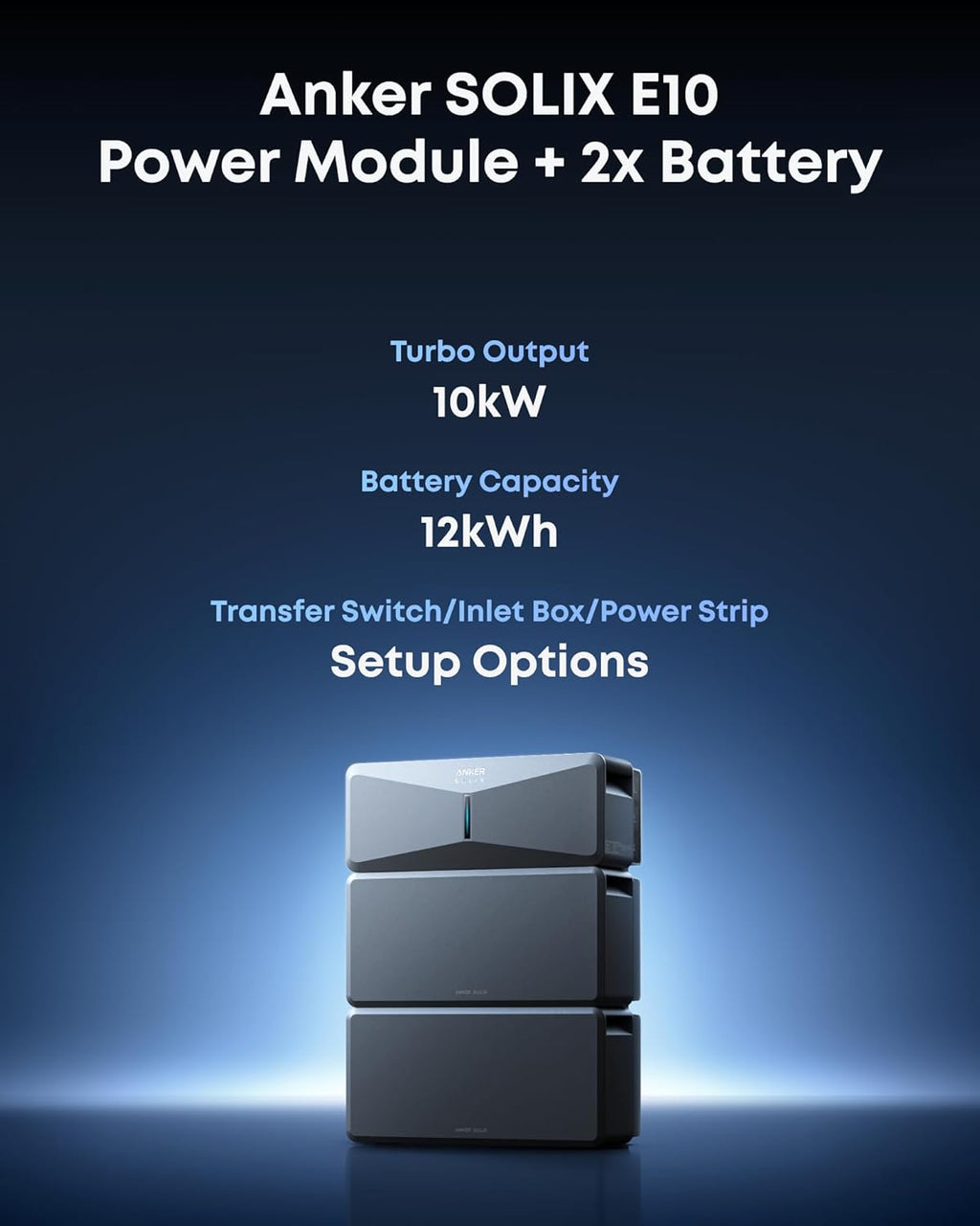 Anker SOLIX E10, Extra Battery, 12kWh Expandable to 90kWh, 10kW Turbo Output, 9kW Solar Input, Generator-Ready, NEMA 4, Up to 12-Month 0% APR