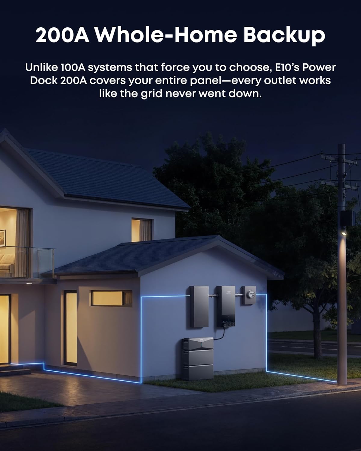 Anker SOLIX E10, Power Dock and Extra Battery, 12kWh Expandable to 90kWh, 10kW Turbo Output, 200A Whole-Home Automatic Backup, Reduce Bills, NEMA 4 & 3R, Up to 12-Month 0% APR