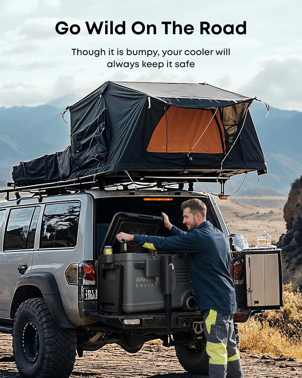 Anker SOLIX EverFrost 2 40L Cooler with Road Trip Kit, 61 qt Car Refrigerator, Electric Cooler with 288Wh Battery, Powered by AC/DC or Solar,for Outdoor Camping, Travel, and Fishing, Fits in Trucks