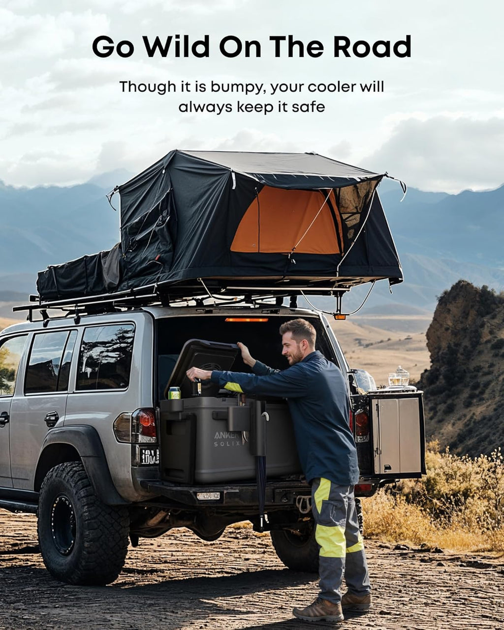 Anker SOLIX EverFrost 2 58L Cooler with Road Trip Kit, 61 qt Car Refrigerator, Electric Cooler with 288Wh Battery, Powered by AC/DC or Solar, for Camping, Travel, Fishing (Only 1 Battery Included)