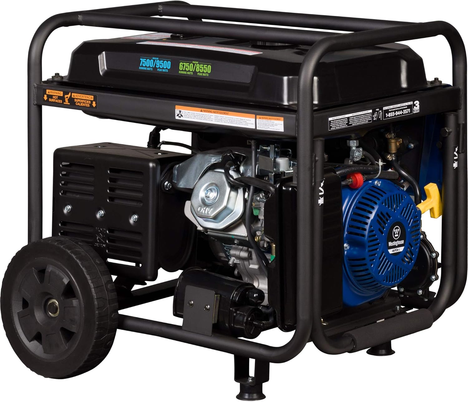 Westinghouse 9500 Peak Watt Dual Fuel Home Backup Portable Generator, Remote Electric Start, Transfer Switch Ready, Gas & Propane Powered