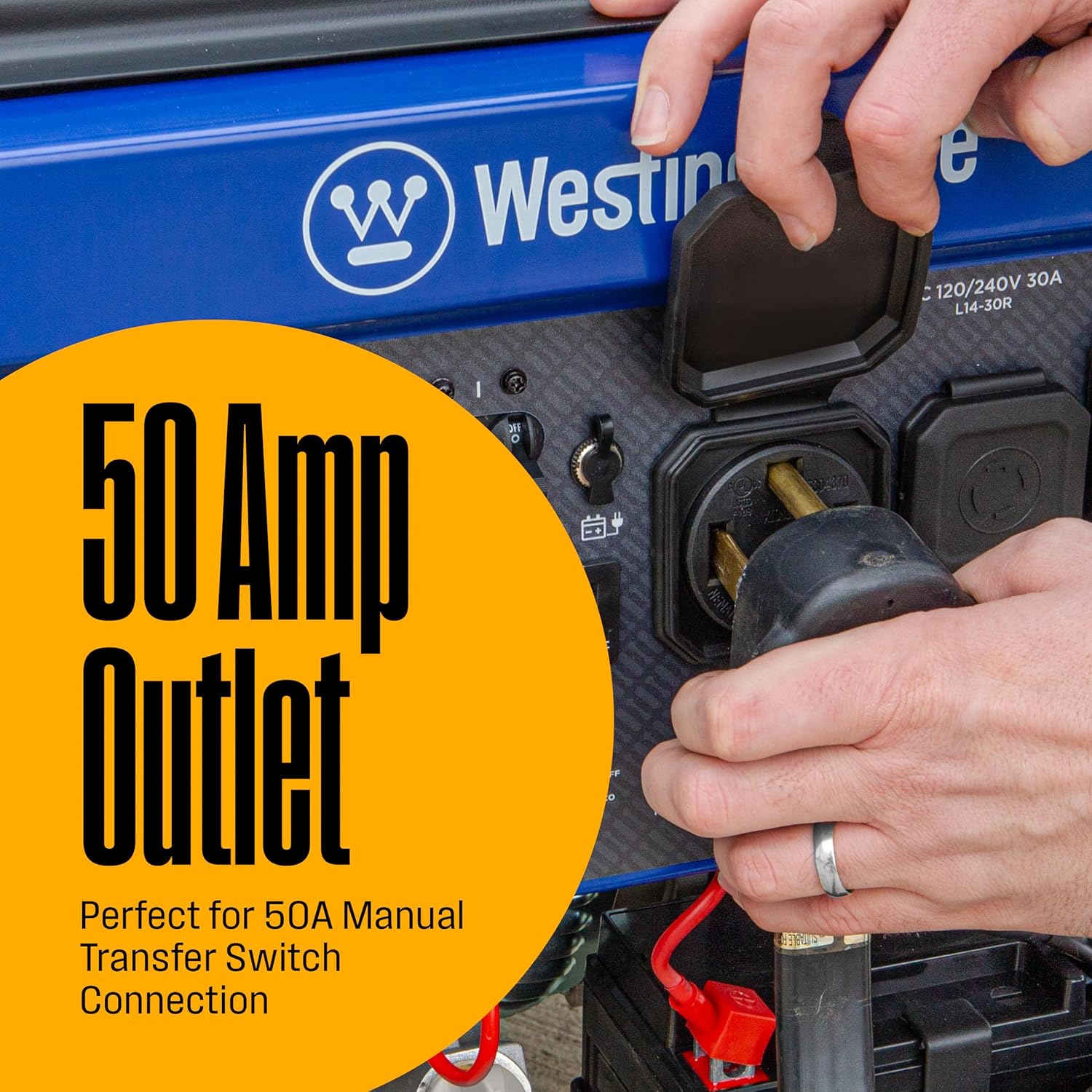 Westinghouse Outdoor Power Equipment 12500 Peak Watt Home Backup Portable Generator, Remote Electric Start with Auto Choke, Transfer Switch Ready 30A & 50A Outlets, Gas Powered