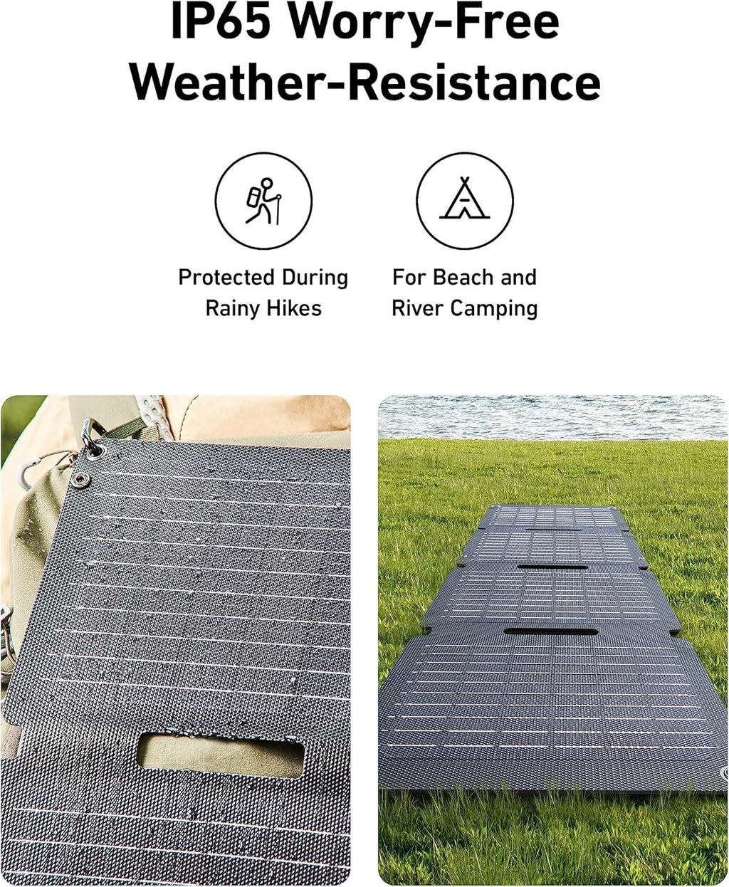 Anker Solix PS30 Solar Panel, 30W Foldable Portable Solar Charger, IP65 Water and Dust Resistance, Ultra-Fast Charging, Charges 2 Devices at Once, for Camping, Hiking, and Outdoor Activities.